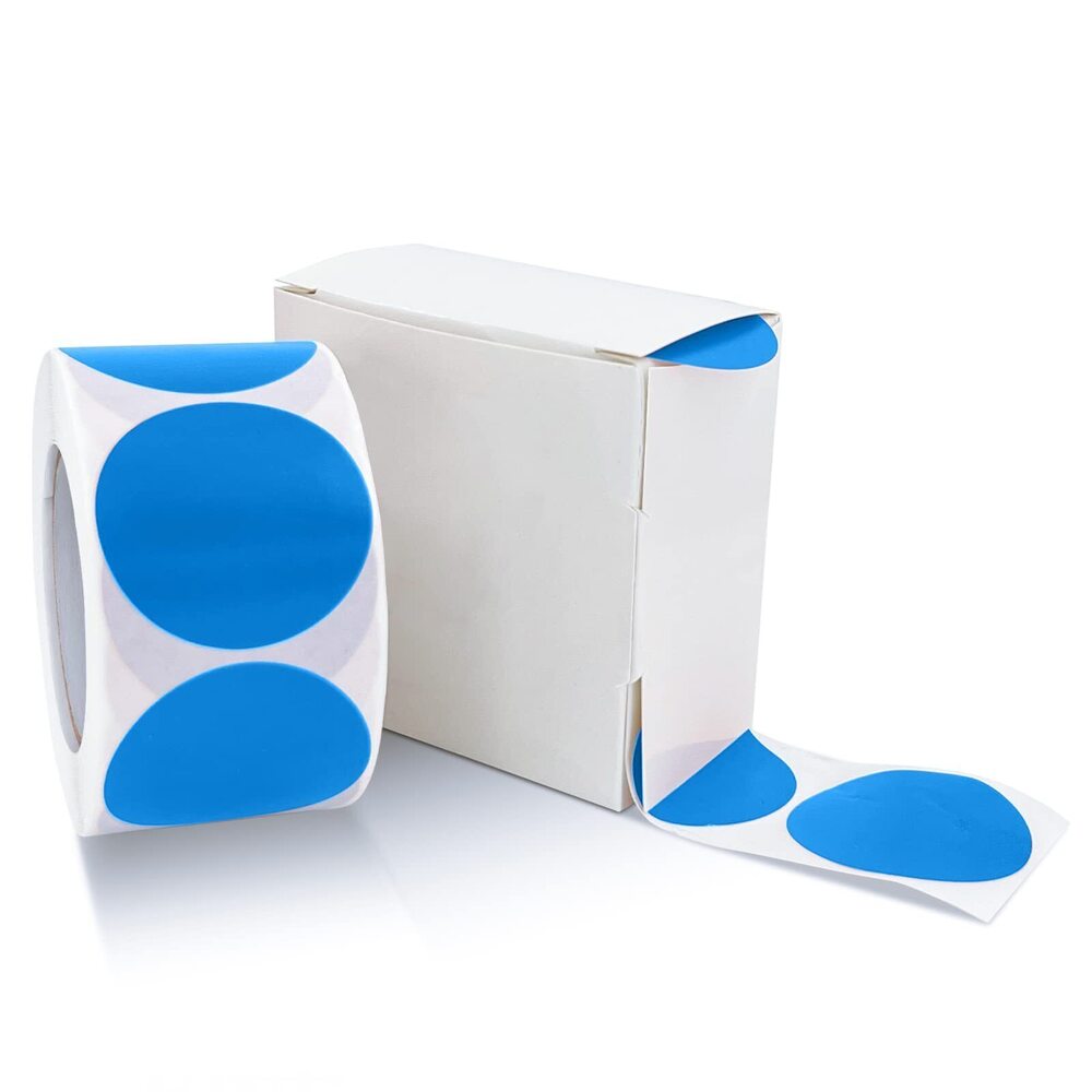 8001 Round Stickers Blue 1.5 Inch Circle Labels with Dispenser Box Color
